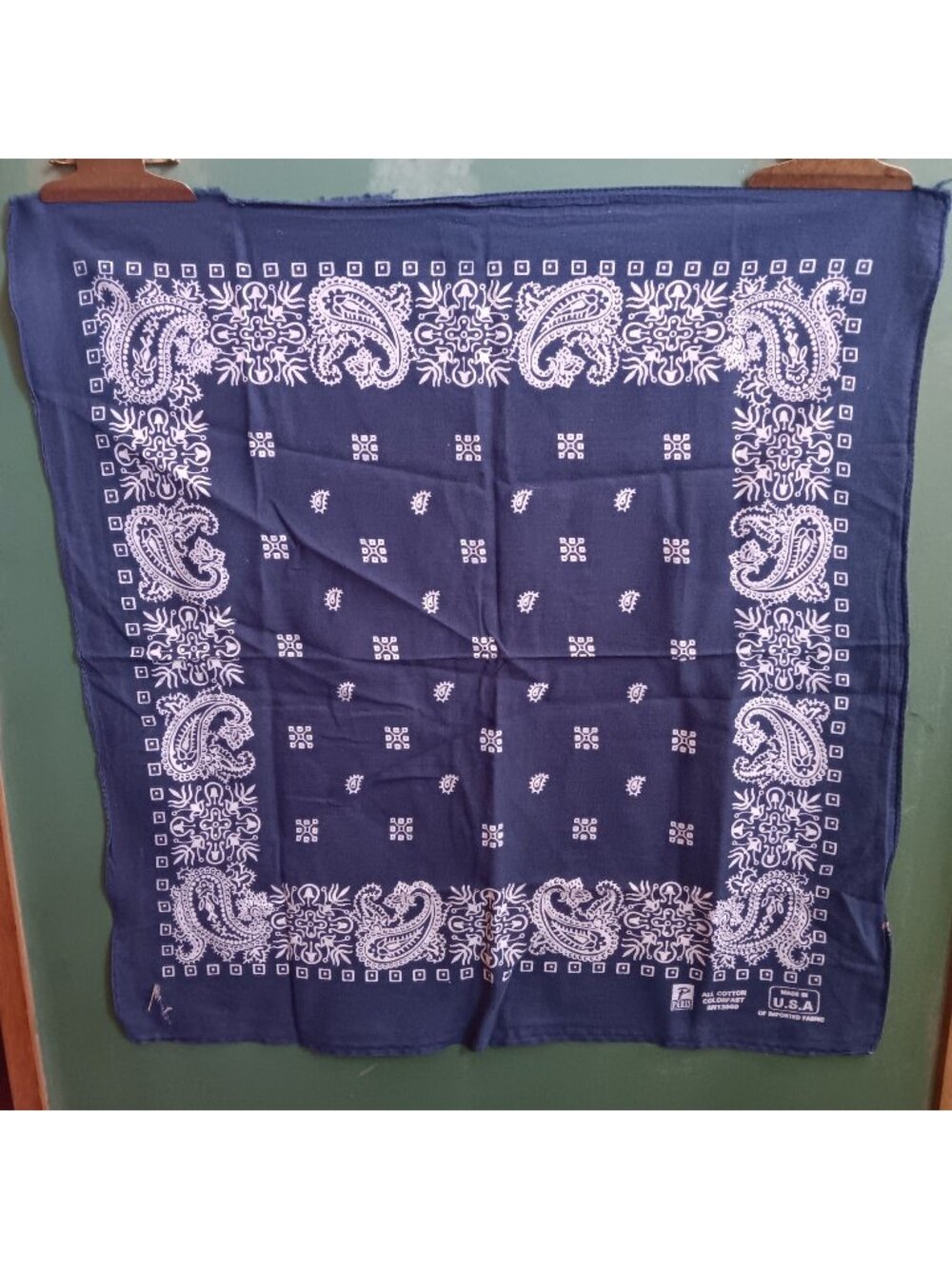 Vintage Paris Blue Cowboy Biker Hanky Bandana 100% Cotton USA 19x20"